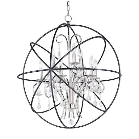 Maxim Lighting Orbit 9-Light 30" Wide Anthracite / Polished Nickel Pendant Light 25145ARPN